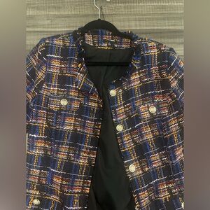 Plaid Tweed Jacket with Gold Buttons